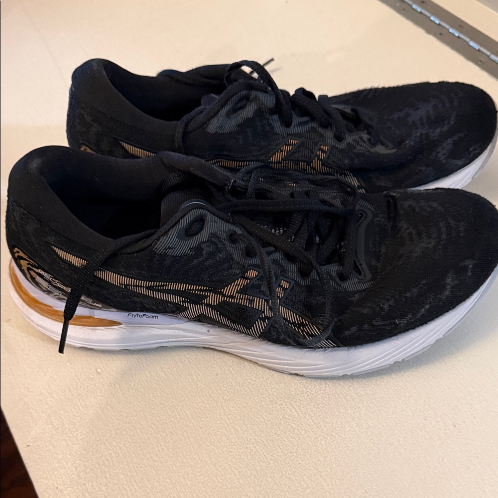 Asics Gel Cumulus 23 Black and Gold Womens Running Sneakers